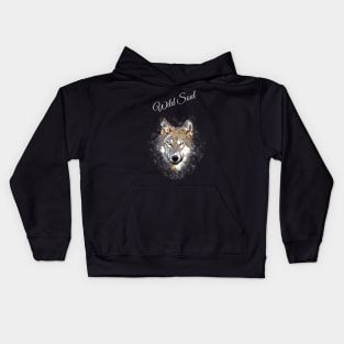 Wolf. Wild Soul. Magical time. Kids Hoodie